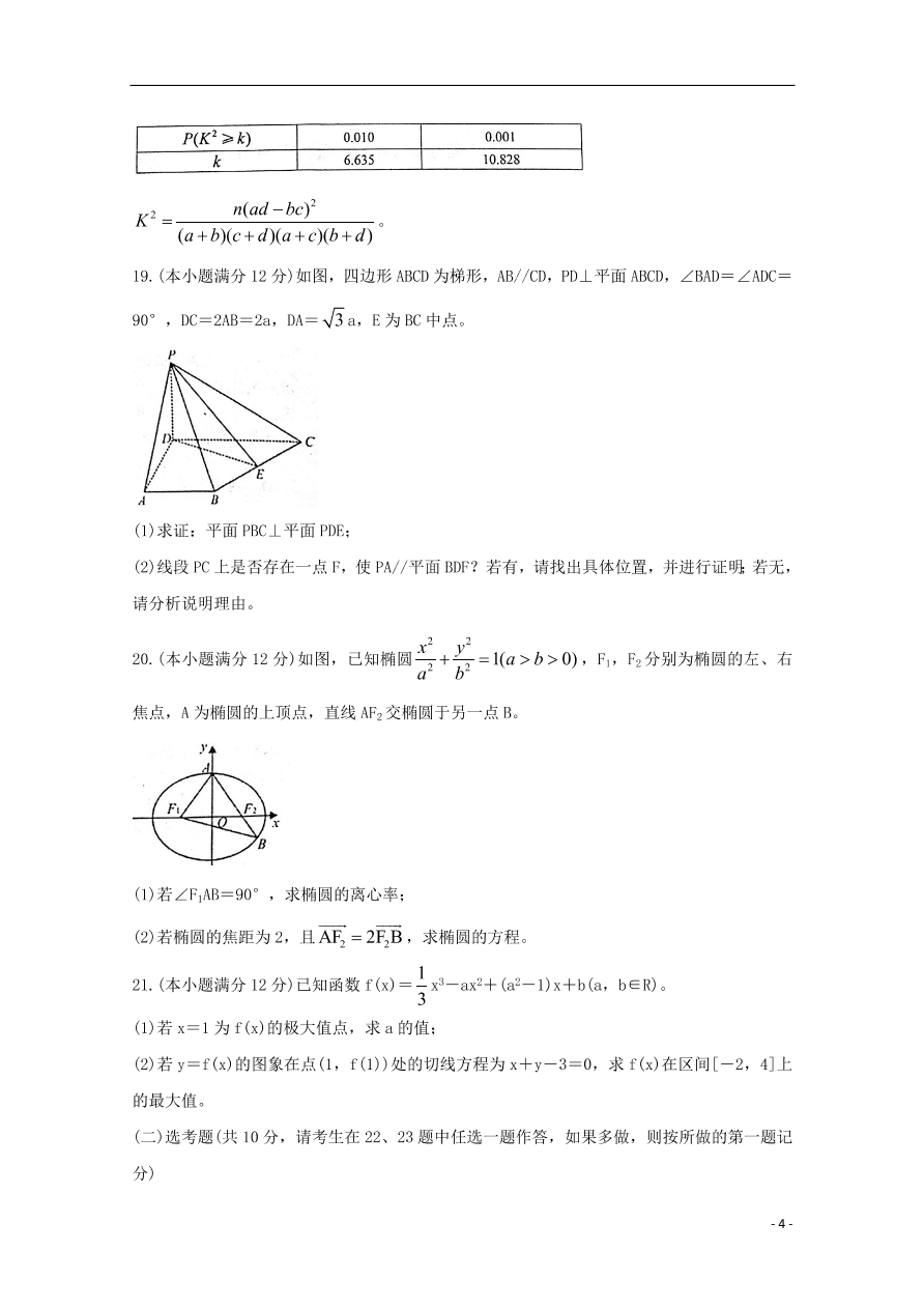 陕西省咸阳市武功县2021届高三（文）数学第一次质量检测试题（含答案）