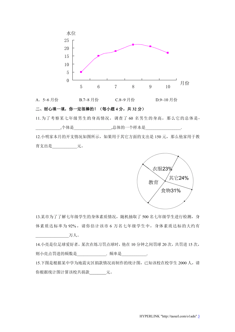 北师大版七年级数学上册第6章《数据的收集与整理》单元测试试卷及答案（7）