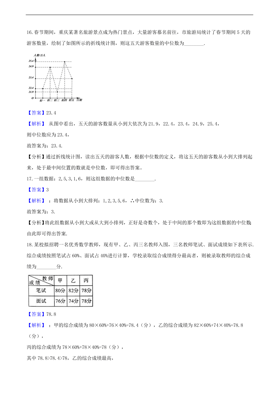 中考数学专题复习卷：数据的整理与分析（含解析）