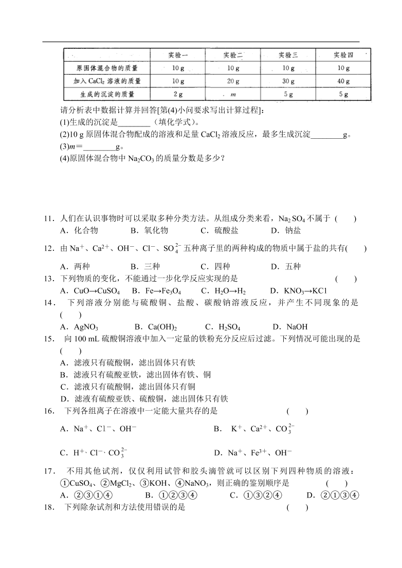 九年级化学专题复习   酸和碱的反应1 练习