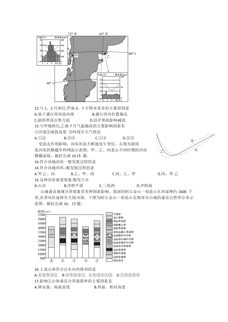 浙江省百校2021届高三地理9月联考试题（Word版附答案）