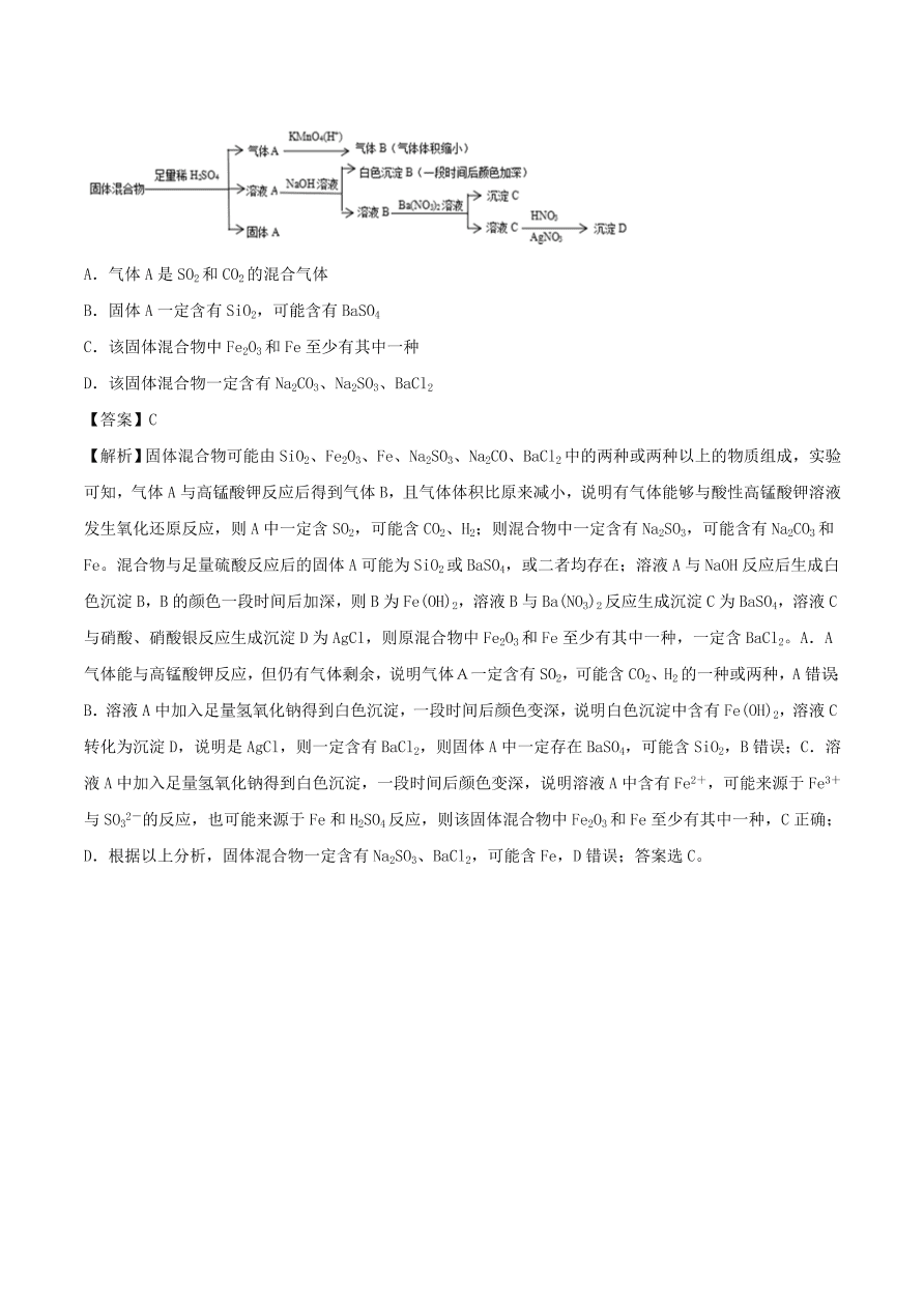 2020-2021年高考化学精选考点突破06 离子共存 离子的检验和推断