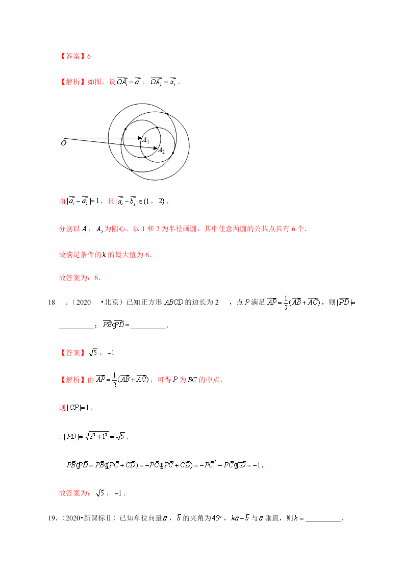 2020-2021学年高考数学（理）考点：平面向量的数量积