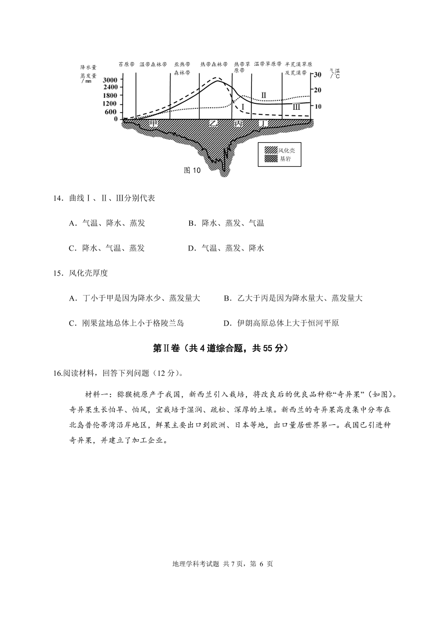 山东师范大学附属中学2021届高三地理上学期期中试题（Word版附答案）