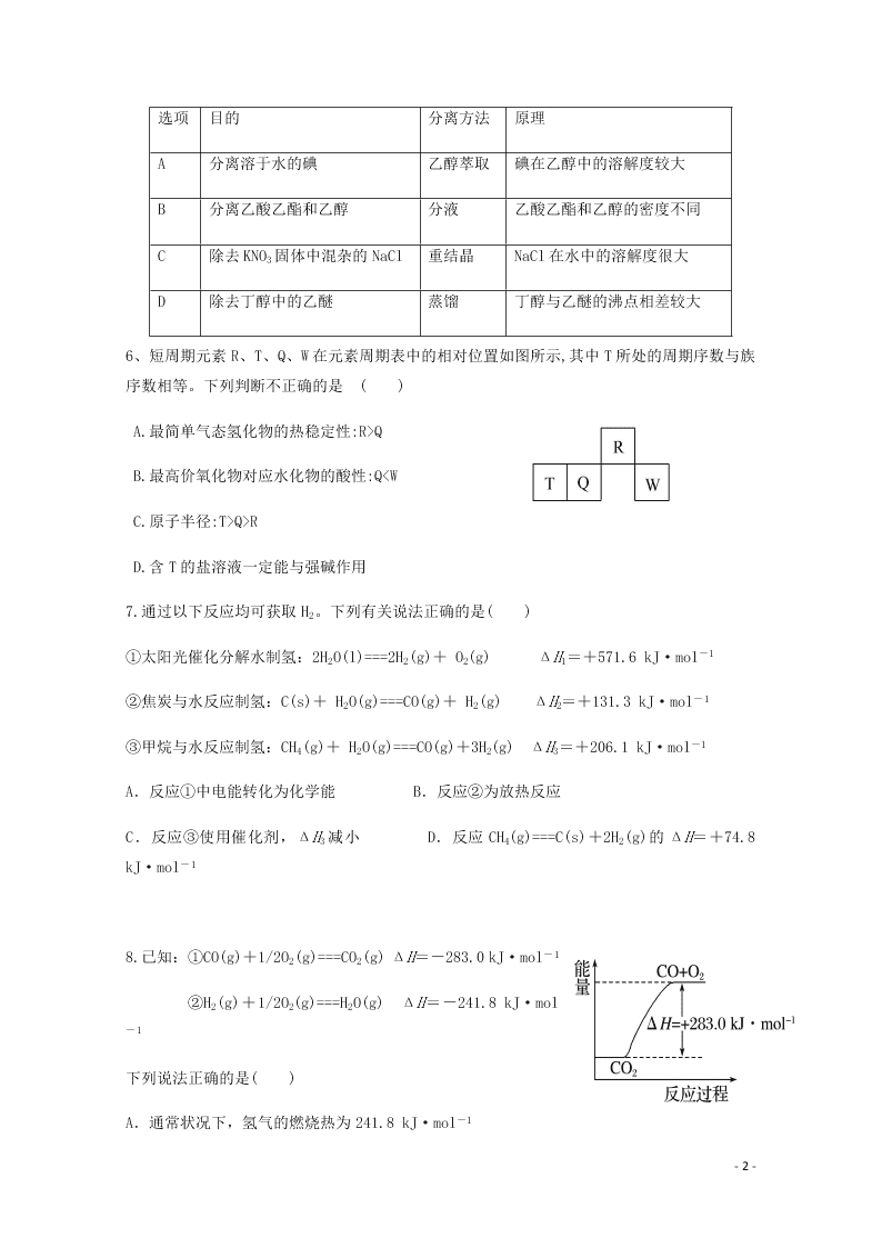 云南省昆明市官渡区第一中学2020学年高二化学下学期开学考试试题（含答案）