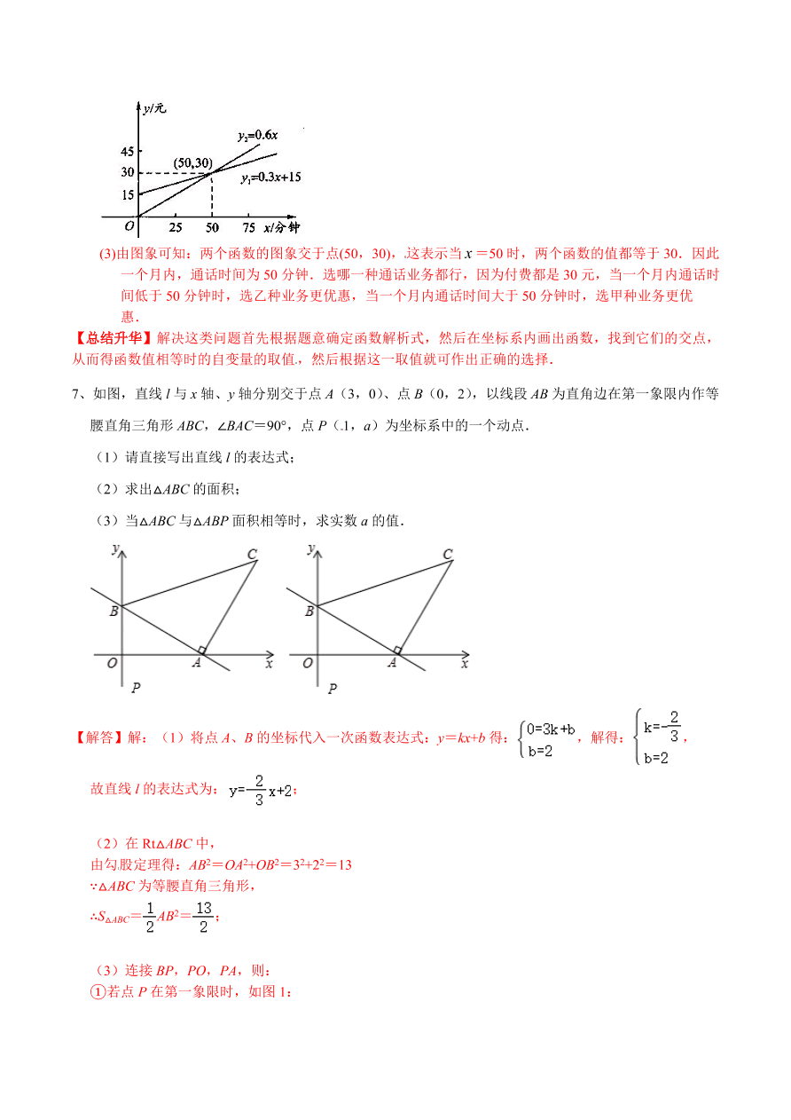 2020-2021学年北师大版初二数学上册难点突破12 一次函数与一元一不等式问题