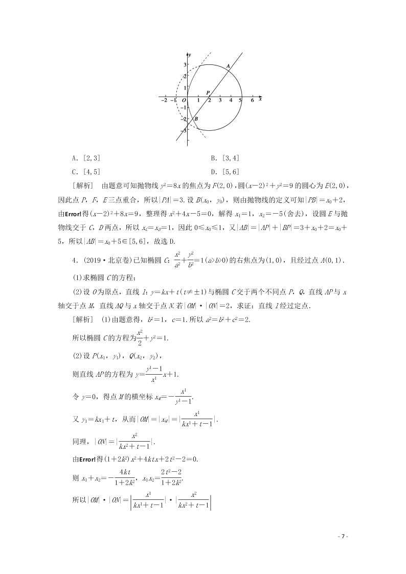 2021版高考数学一轮复习 第八章59最值、范文、证明问题 练案（含解析）