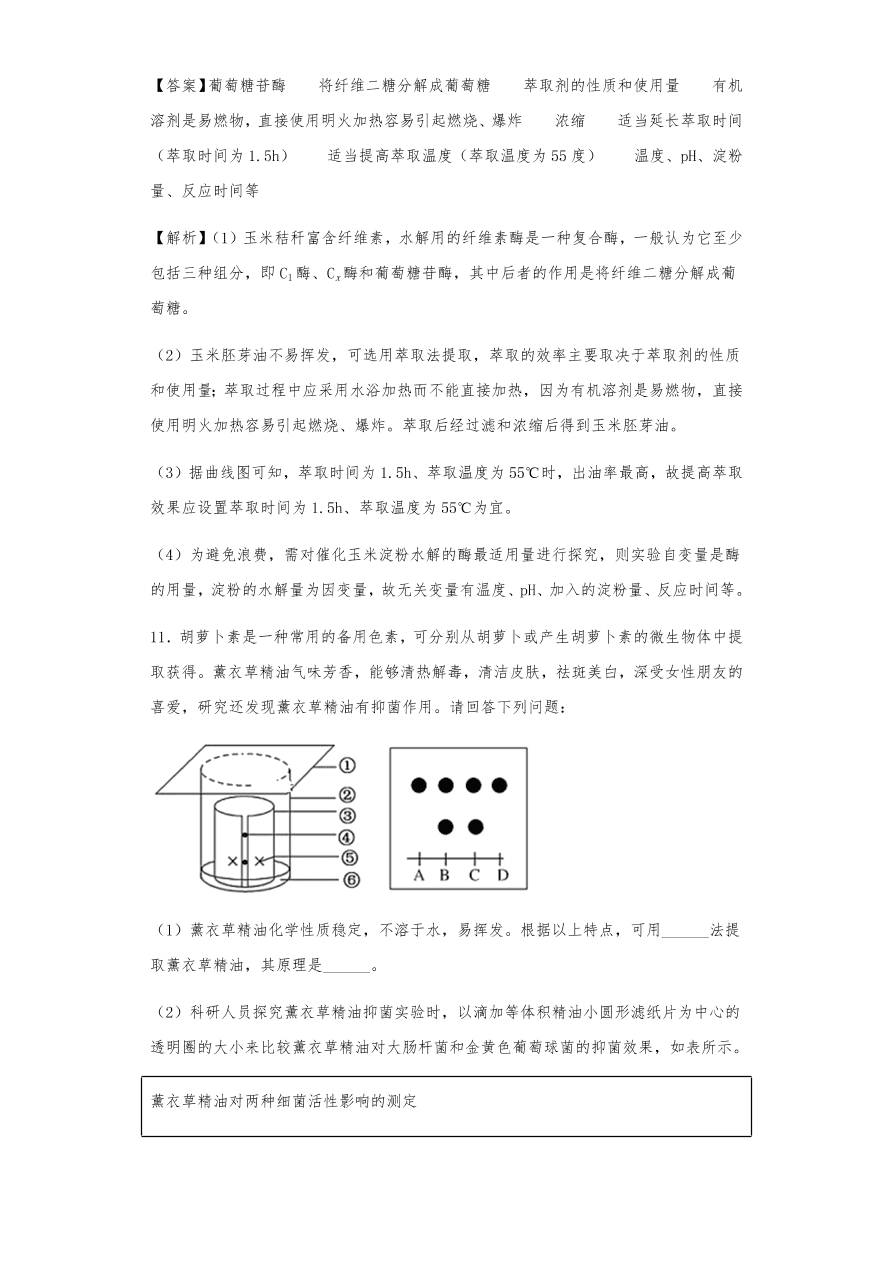 人教版高三生物下册期末考点复习题及解析：植物组织培养技术及有效成分提取