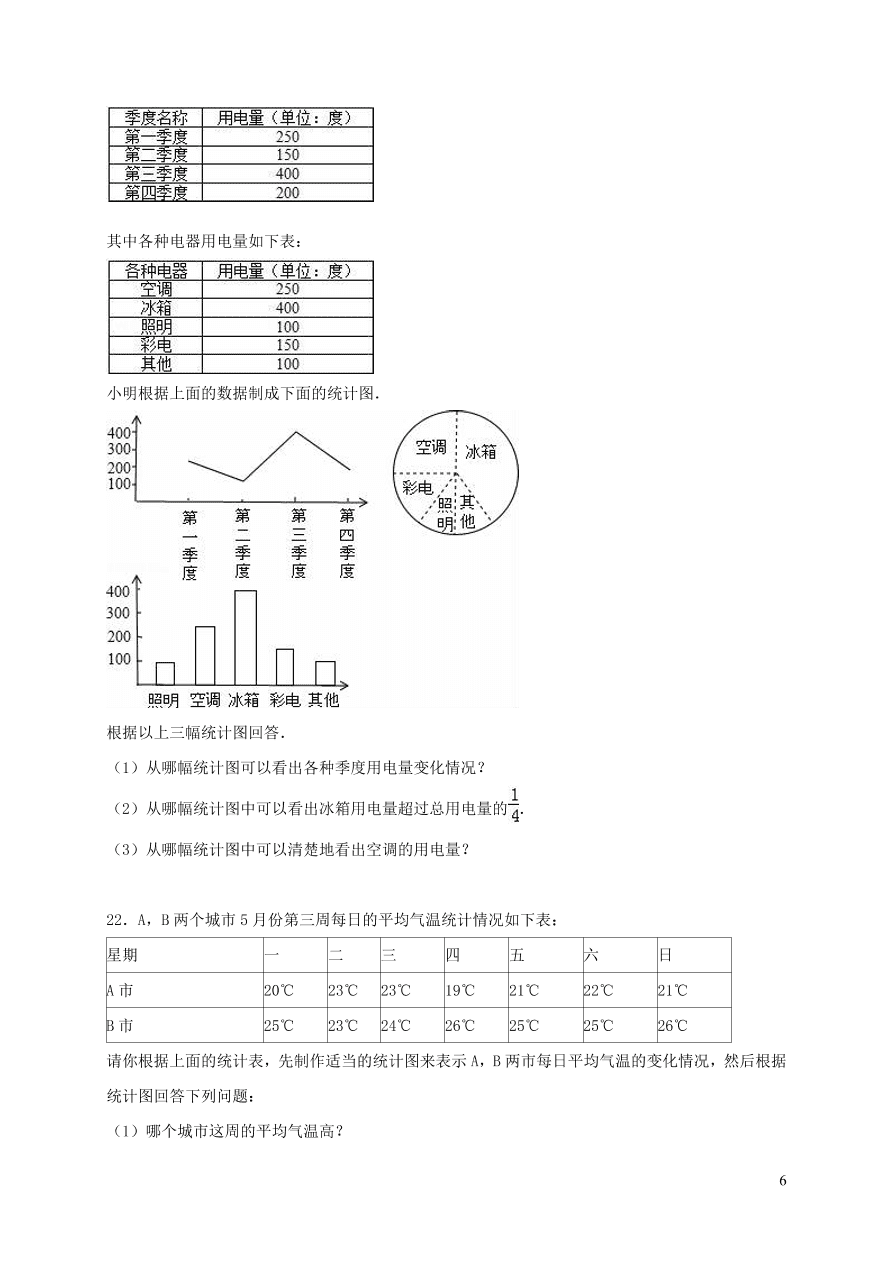 七年级数学上册第5章数据的收集与统计图单元测试卷2（湘教版）