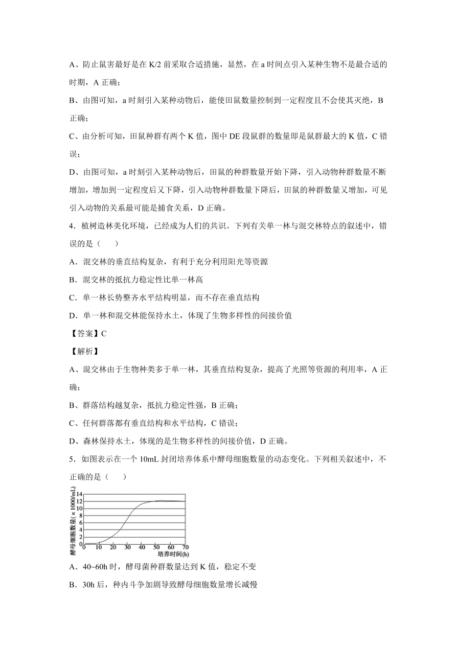 2020-2021学年高考生物精选考点突破专题14 种群与群落