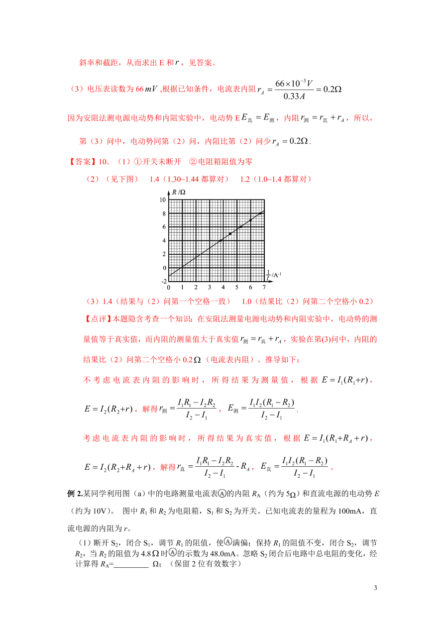 2020-2021年高考物理实验方法：安阻法