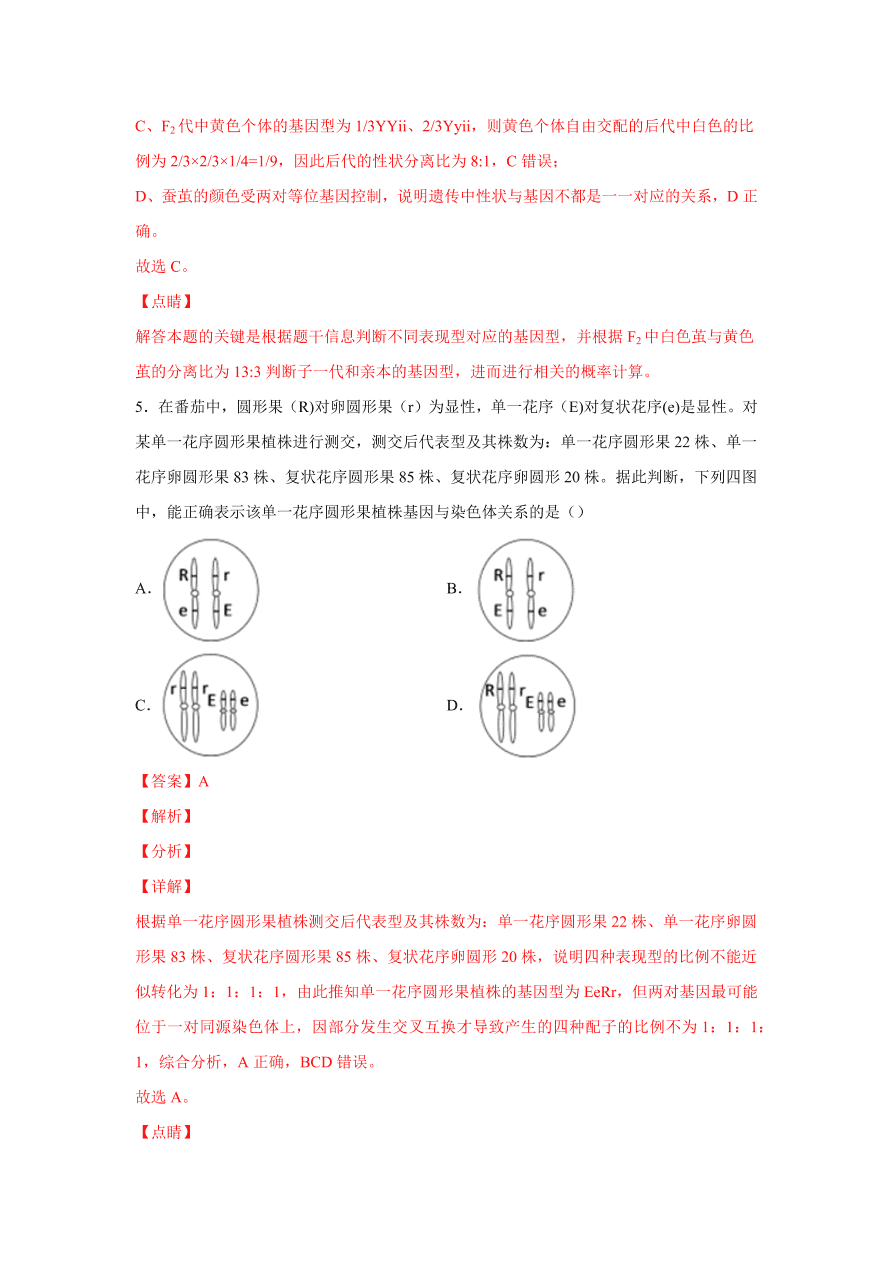 2020-2021学年高三生物一轮复习易错题07 遗传的基本规律