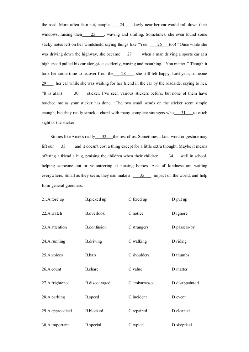 2020-2021学年高三英语上学期期中测试卷06（新高考卷）