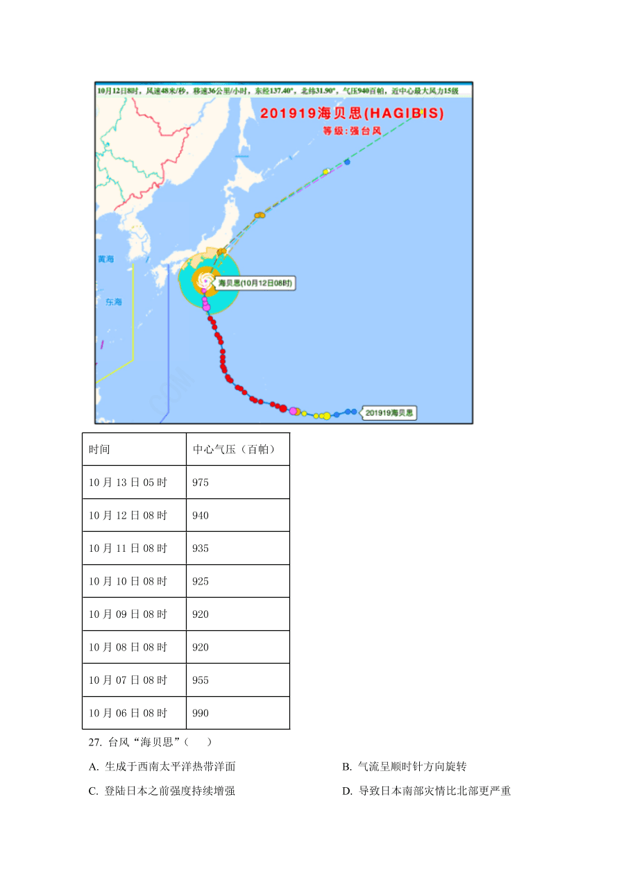 天津市八校2021届高三地理上学期期中联考试题（Word版附解析）