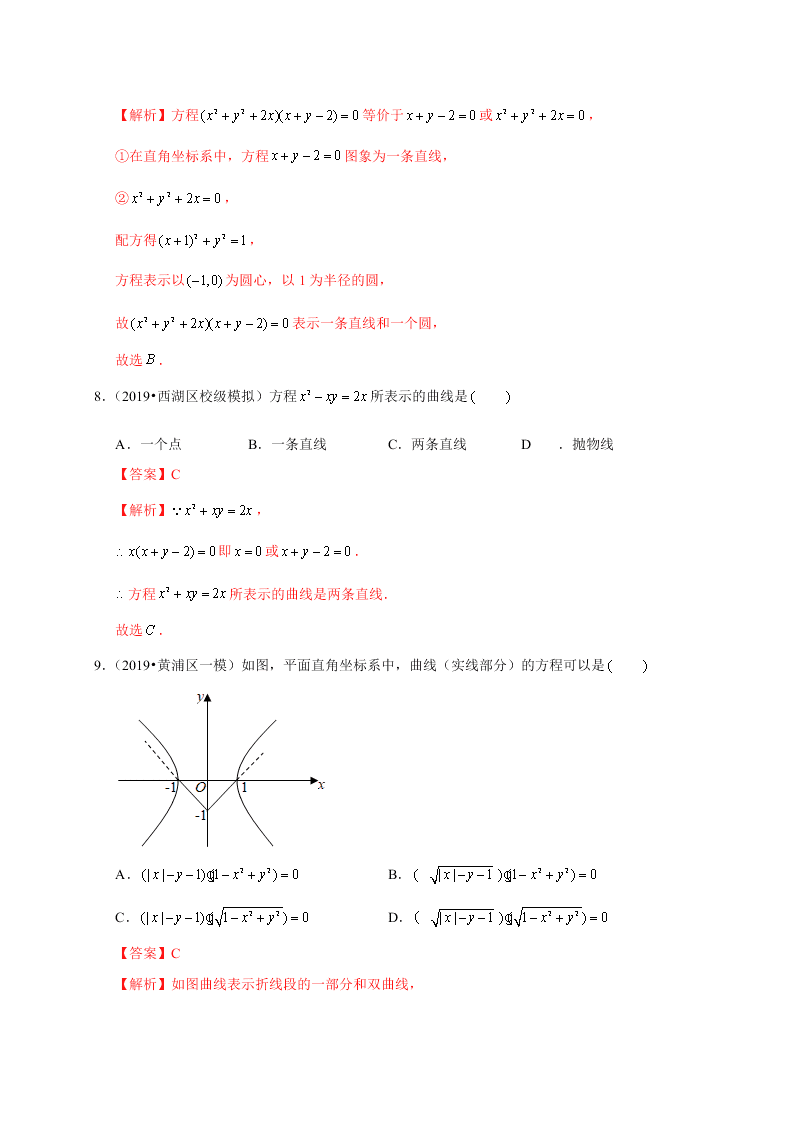 2020-2021学年高考数学（理）考点：曲线与方程