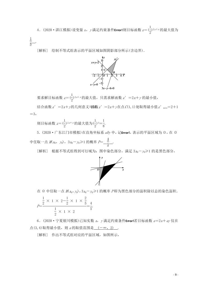 2021版高考数学一轮复习 第六章40简单的线性规则 练案（含解析）