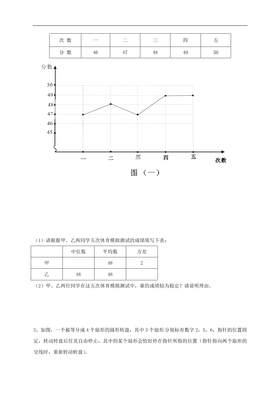 中考数学一轮复习 习题分类复习七  统计与概率1