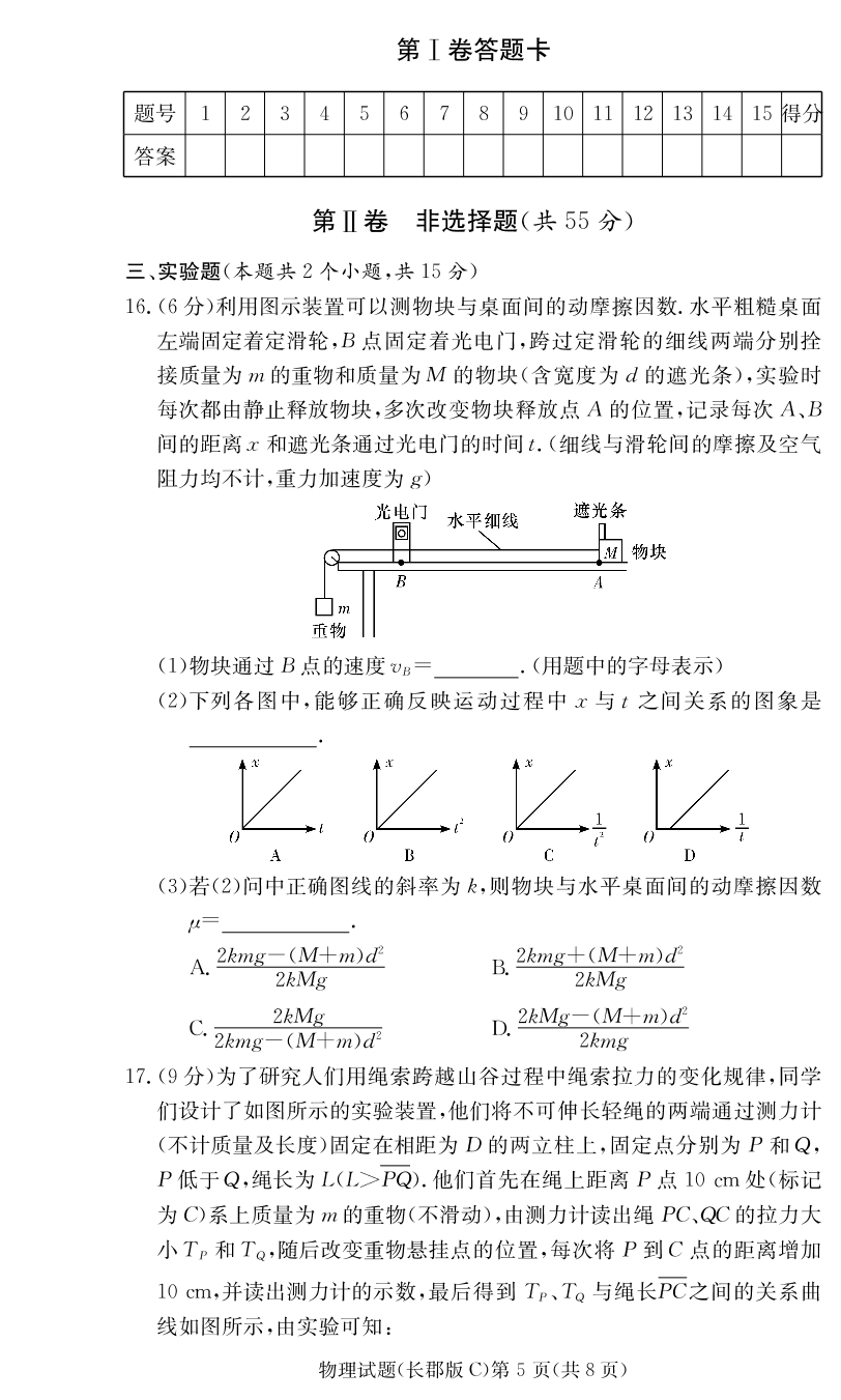 湖南省长沙市长郡中学2021届高三物理上学期月考试题（一）