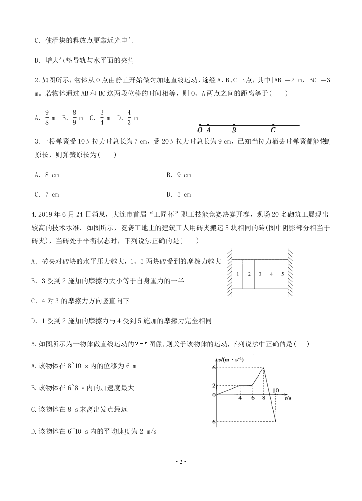 2021届吉林省长春外国语学校高二上9月物理考试试题（无答案）