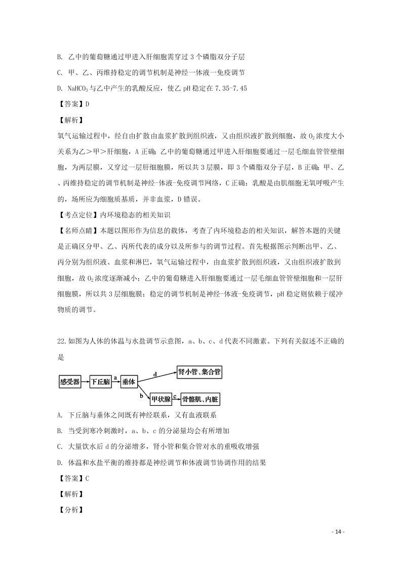 河南省南阳市一中2020高二（上）生物开学考试试题（含解析）