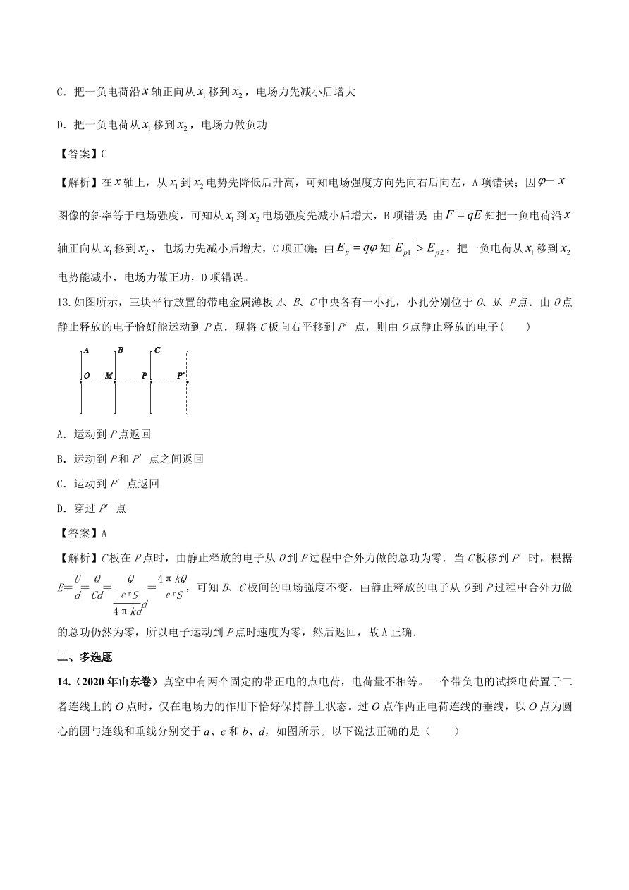 2021年高三物理选择题强化训练专题六 能量与动量观点在电磁学中的应用