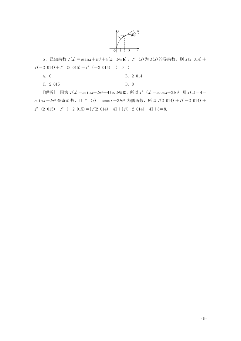 2021版高考数学一轮复习 第二章14导数的概念及运算 练案（含解析）