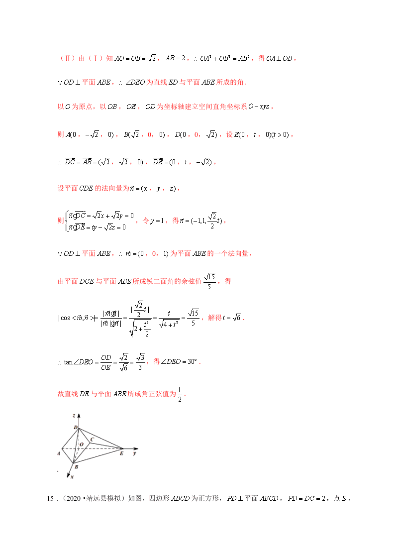 2020-2021学年高考数学（理）考点：空间向量及其应用