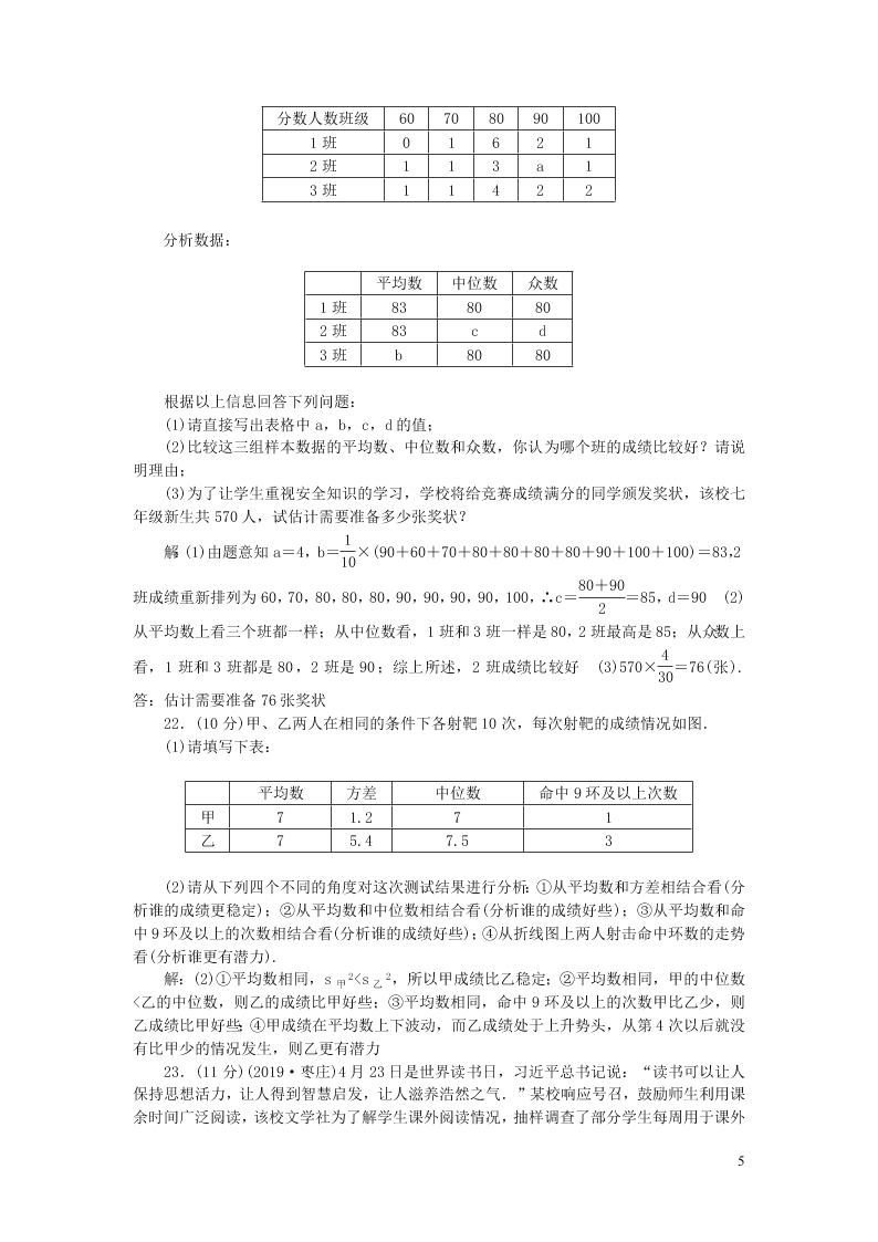 八年级数学上册第六章数据的分析检测题2（北师大版）