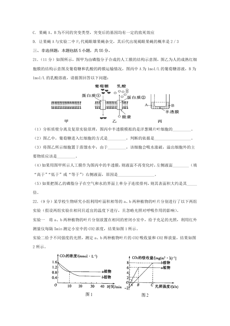 湖北省新高考联考协作体2020-2020高二生物上学期开学联考试题（Word版附答案）