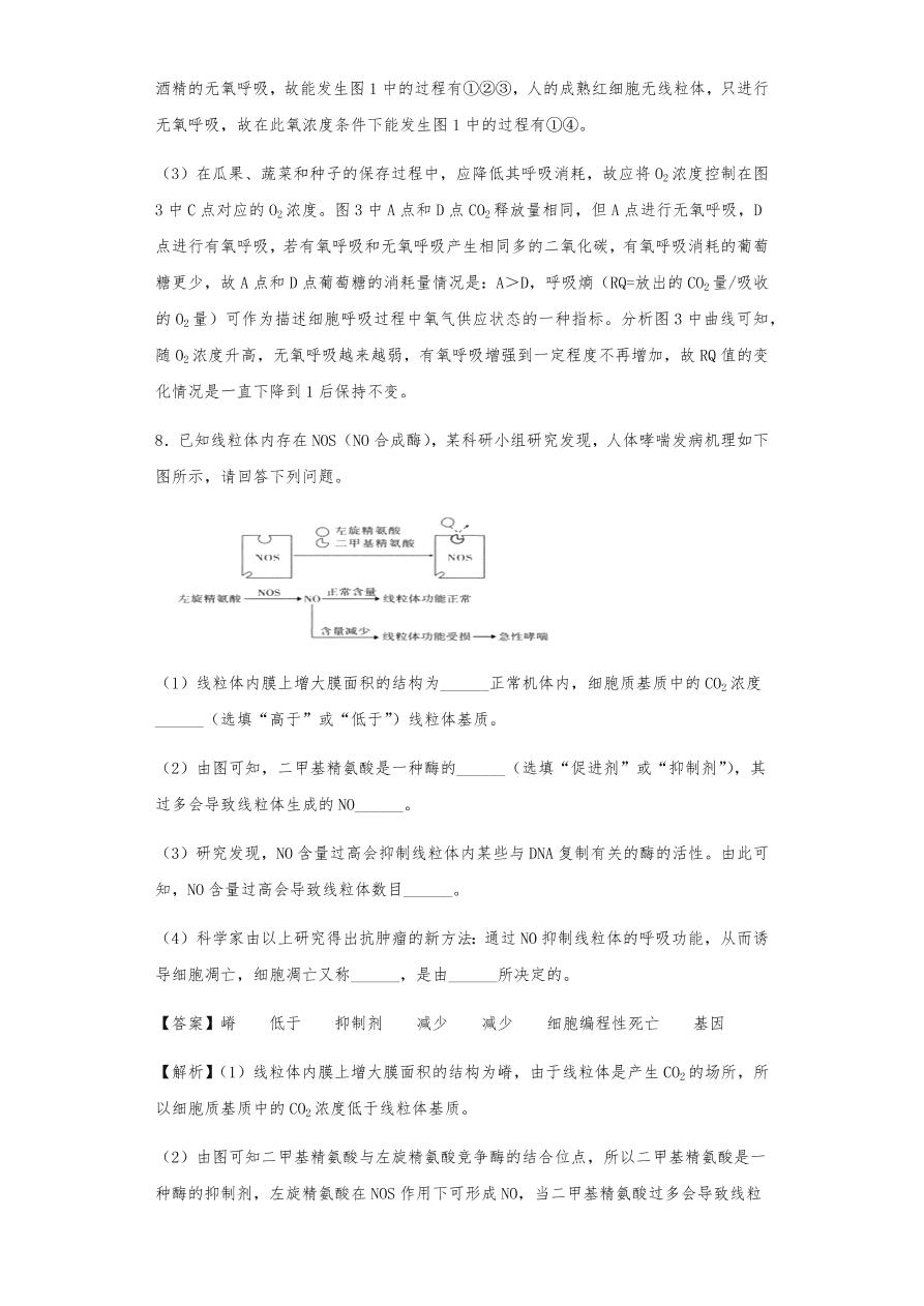 人教版高三生物下册期末考点复习题及解析：呼吸作用与光合作用