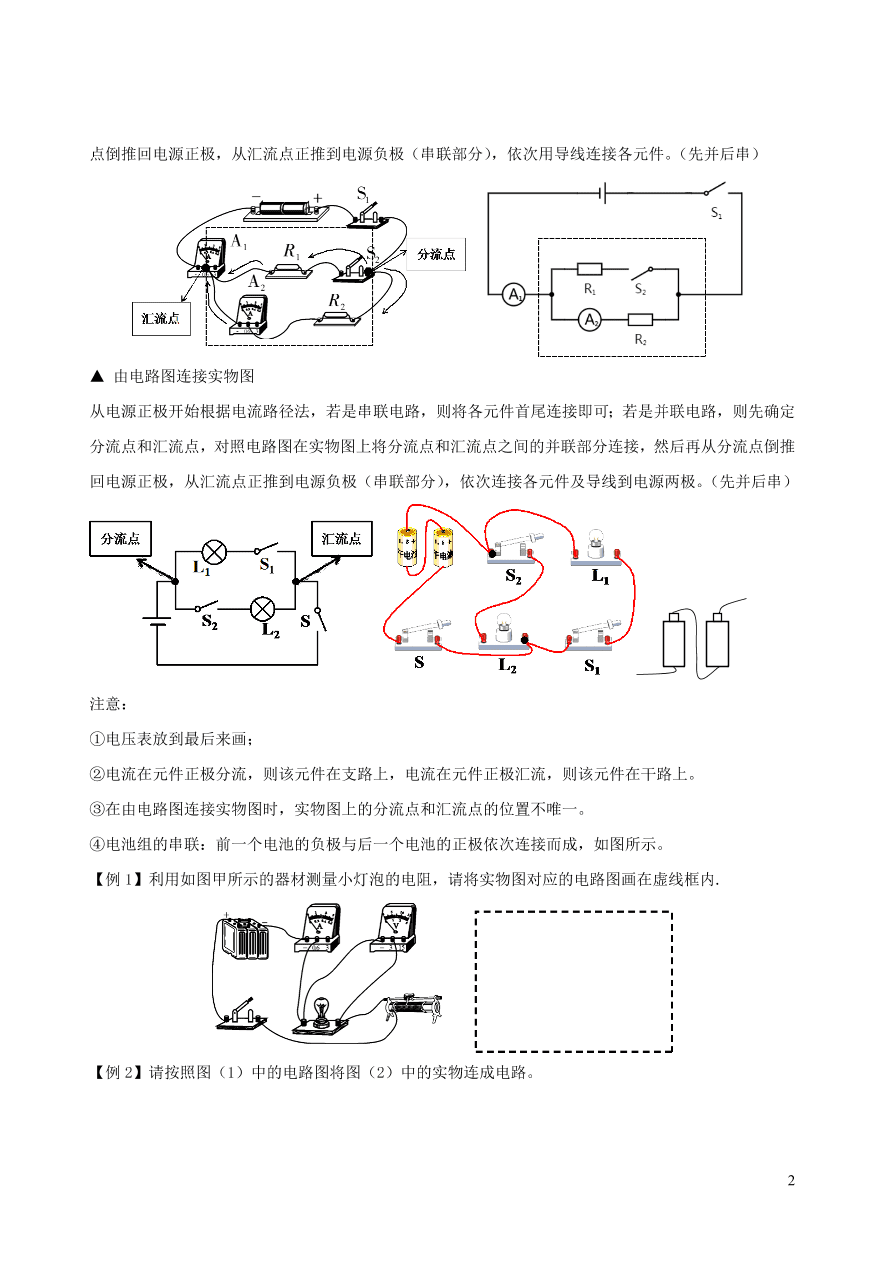 2020-2021九年级物理专题解析08简单电路的连接问题实物与电路图间互连（教科版）