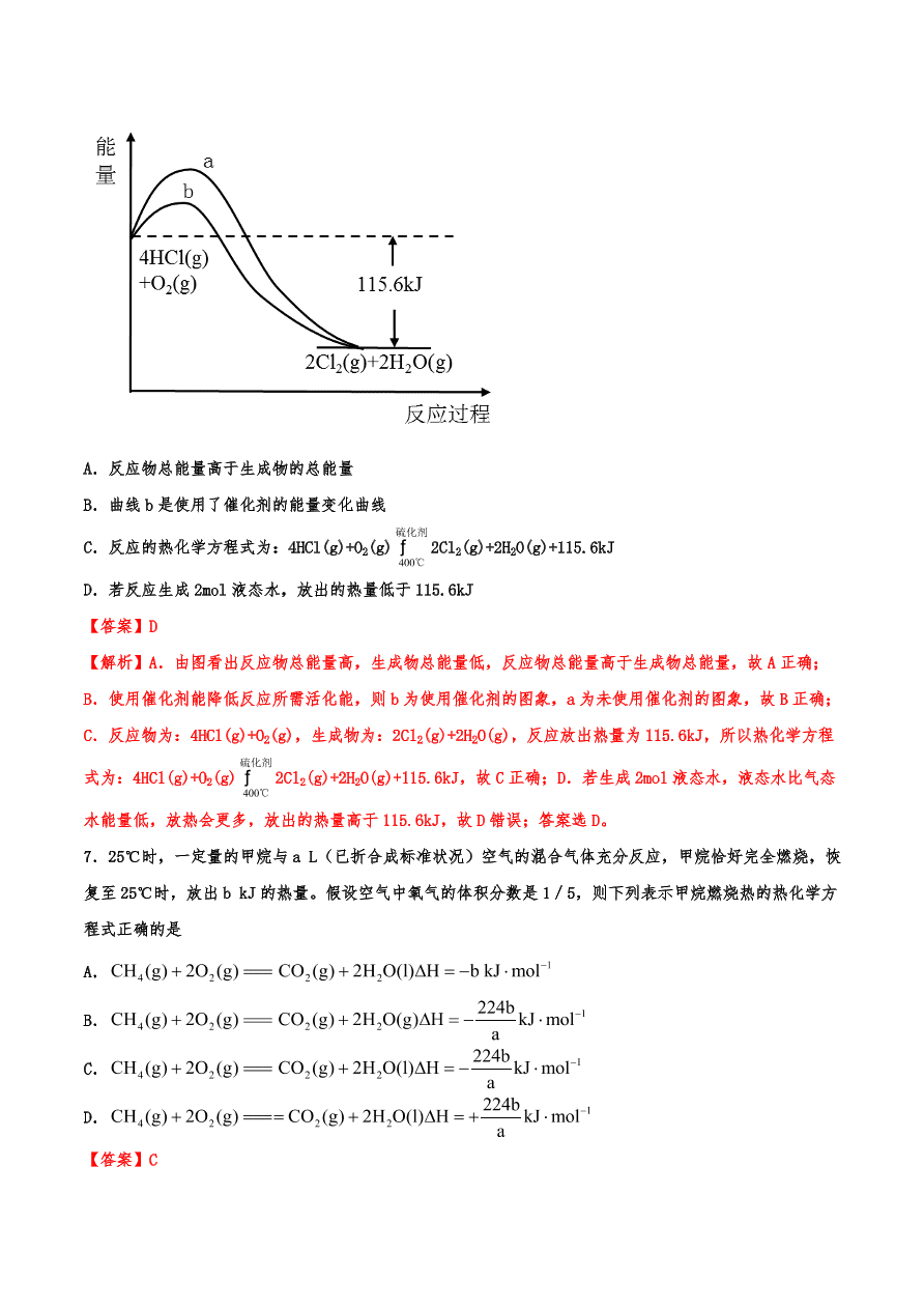 2020-2021年高考化学一轮易错点强化训练：化学反应中的能量变化