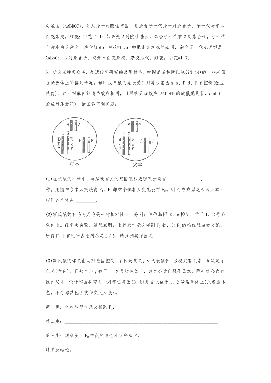 人教版高三生物下册期末考点复习题及解析：遗传的分离定律与自由组合定律