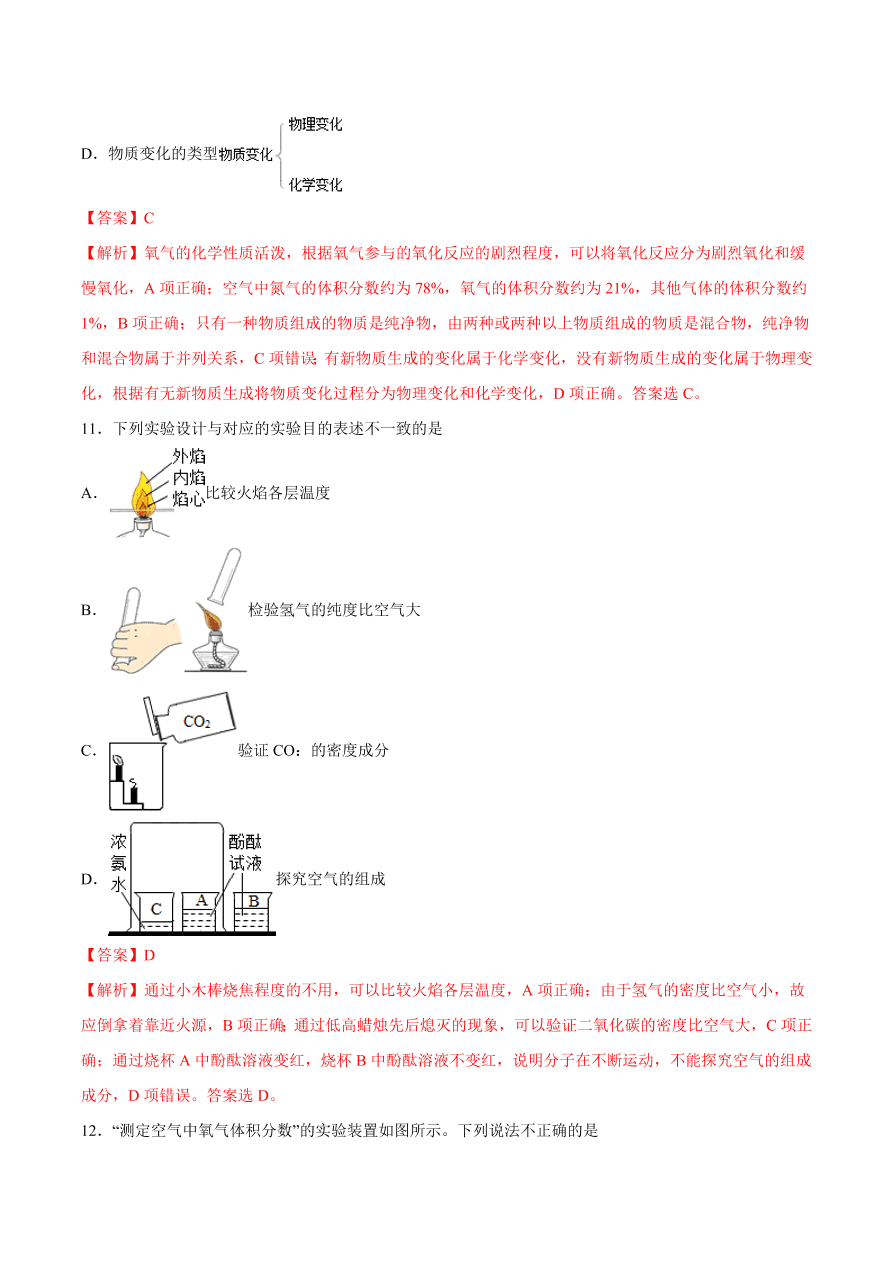 2020-2021学年初三化学课时同步练习：认识空气的组成