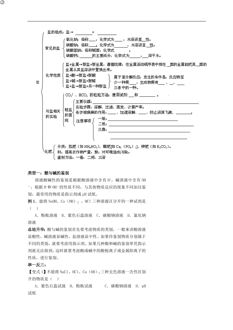 中考化学专题复习 酸碱盐练习