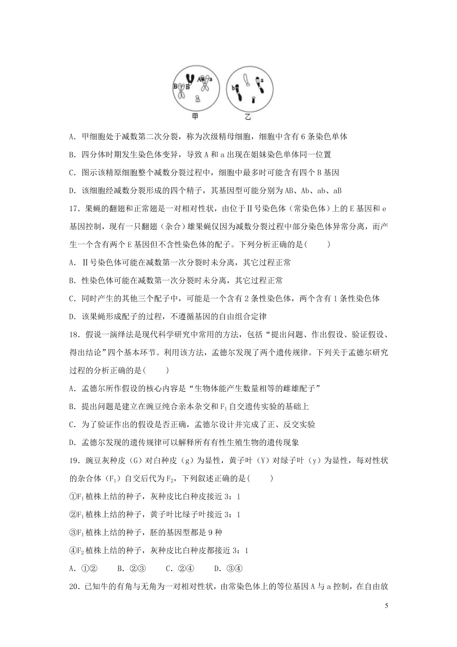 黑龙江省大庆市铁人中学2021届高三生物上学期期中试题（含答案）