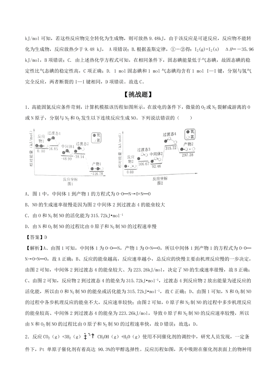 2020-2021年高考化学精选考点突破11 化学反应中的能量变化