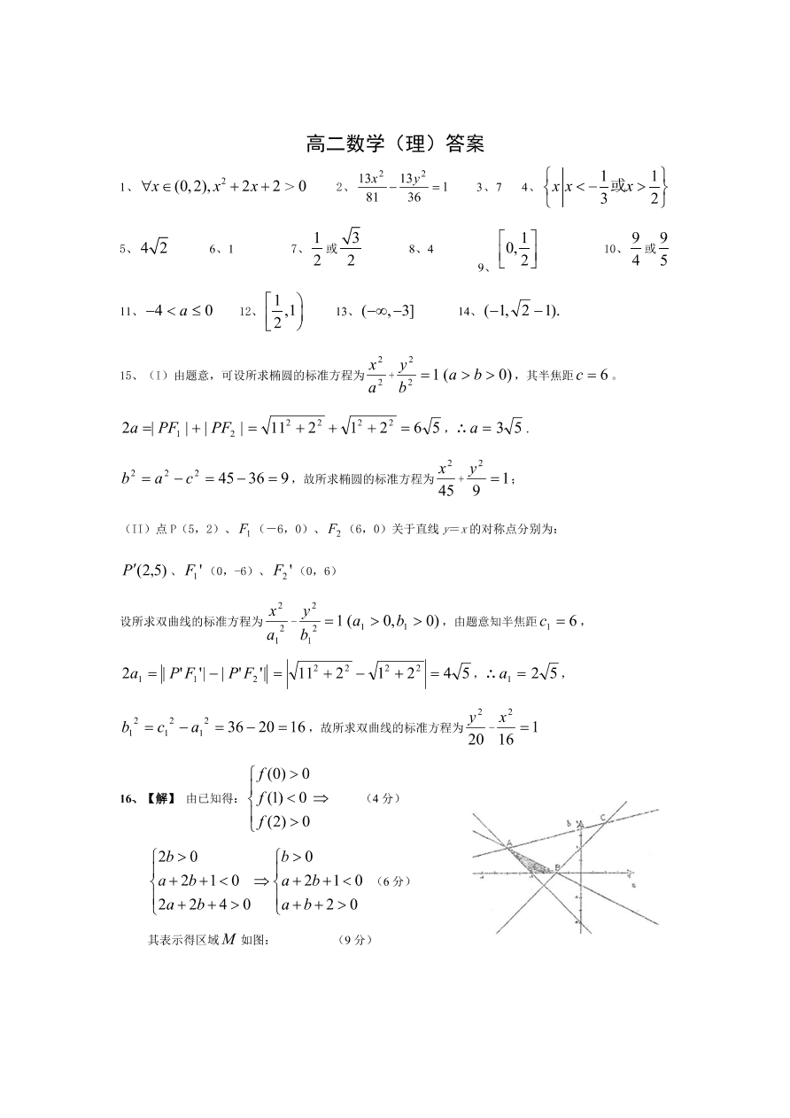 镇江第一中学高二上册数学期中试卷及答案