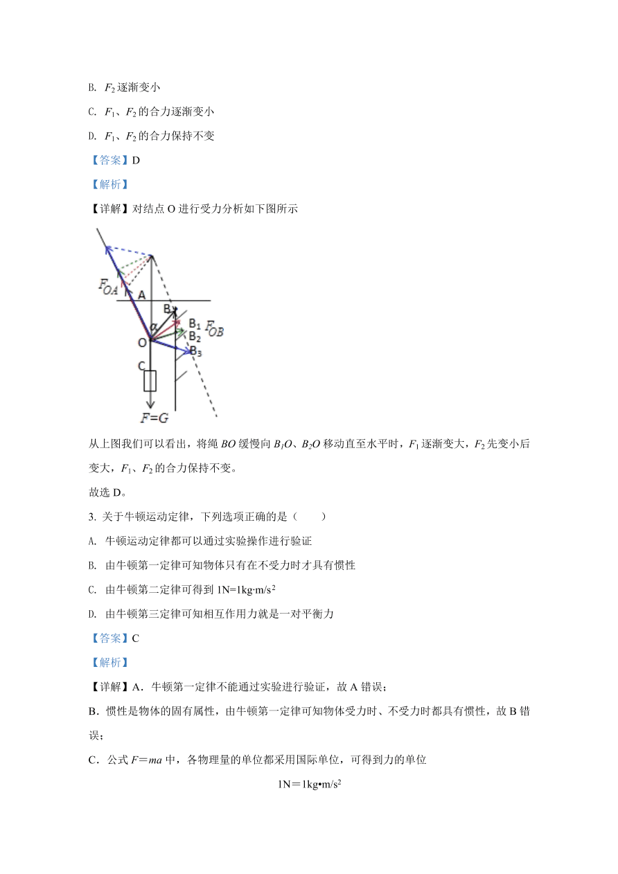 北京市朝阳区2021届高三物理上学期期中试题（Word版附解析）