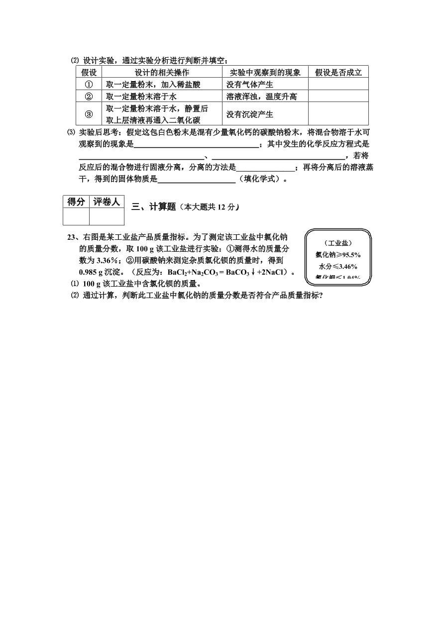 九年级化学下册第11单元——盐与化学肥料 单元检测