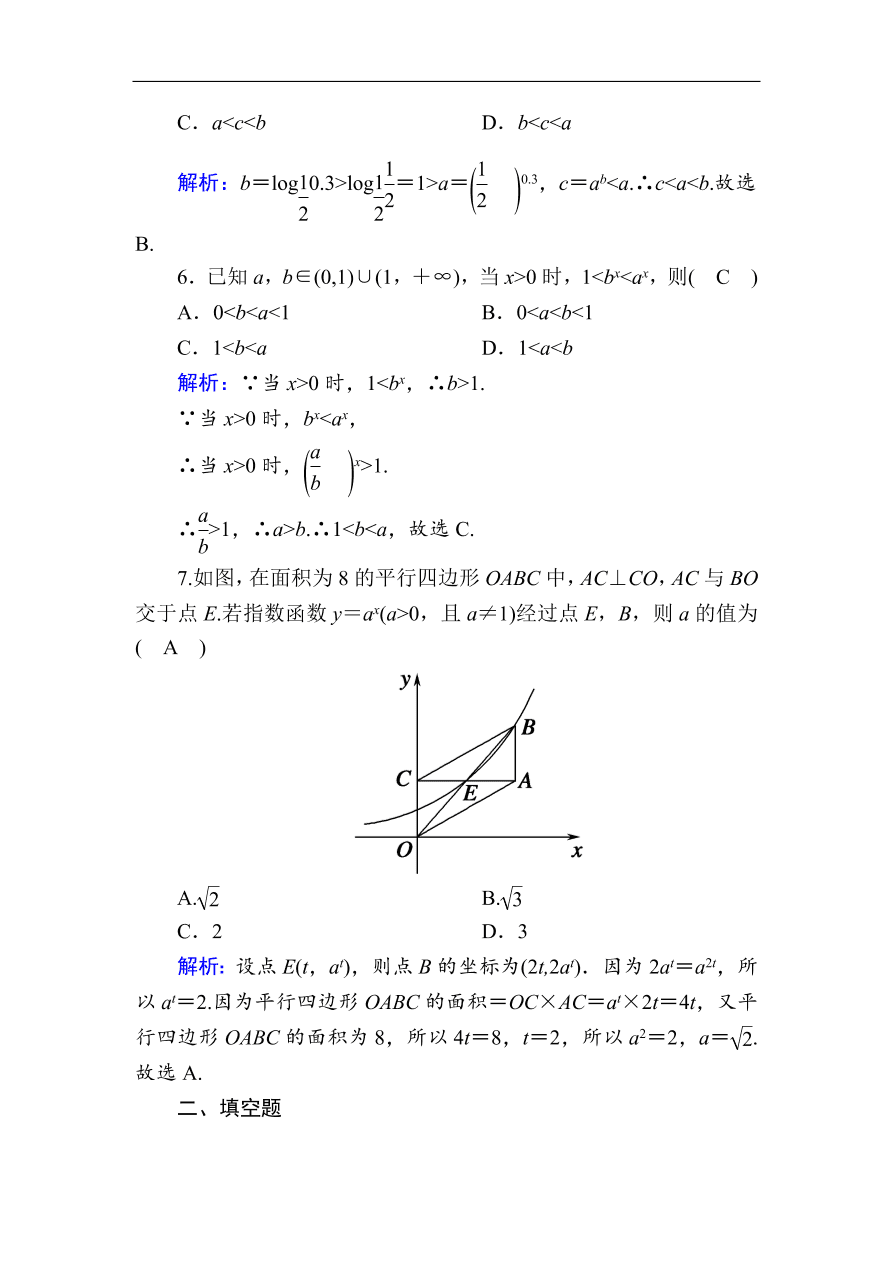 2020版高考数学人教版理科一轮复习课时作业8 指数与指数函数（含解析）