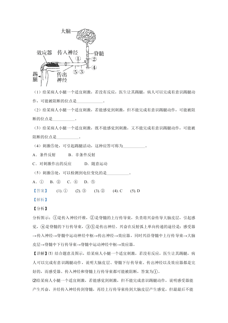 北京市海淀区首都师大附中2020-2021高二生物上学期第一次月考试题（Word版附解析）