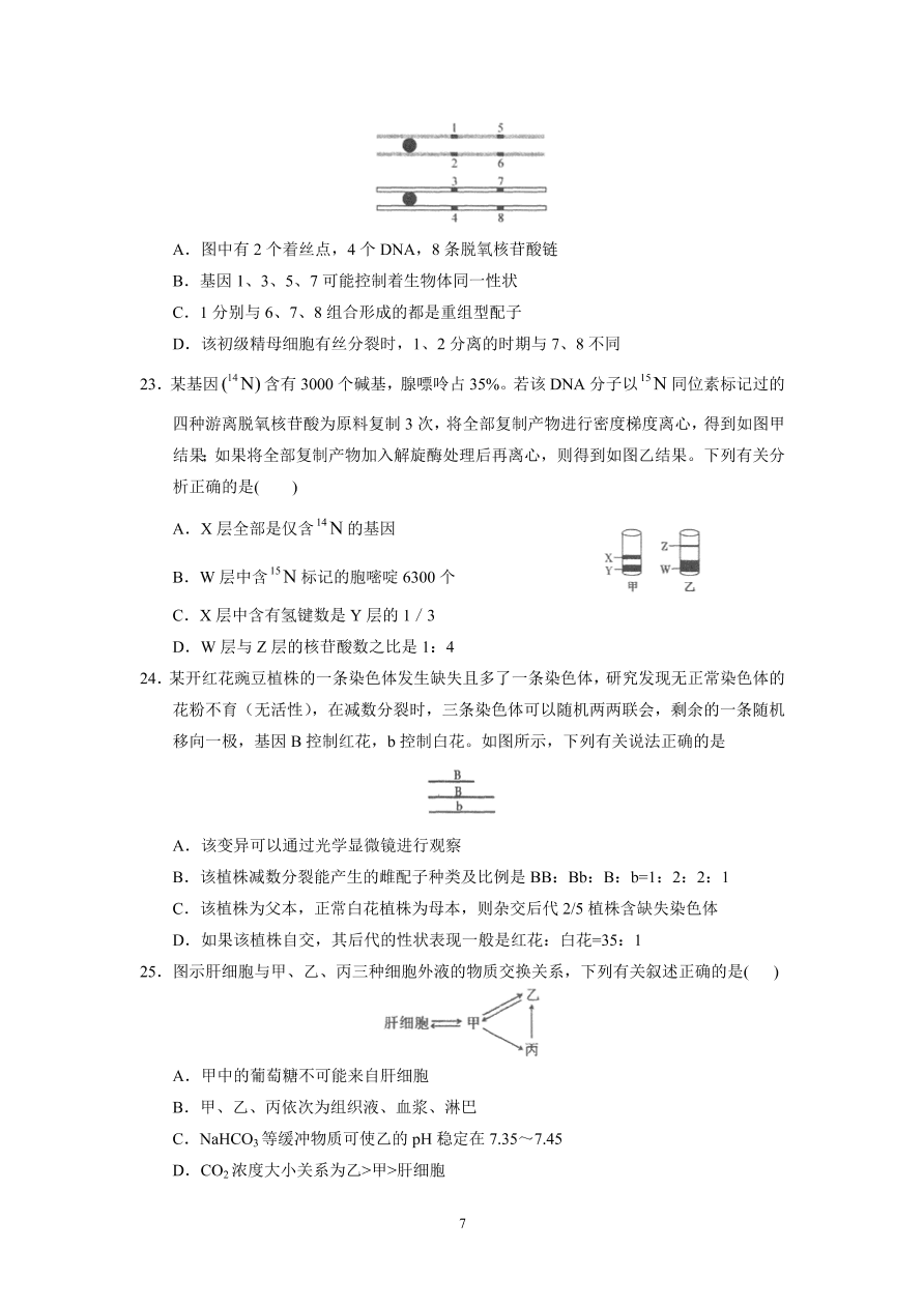 河北省实验中学2021届高三生物上学期期中试题（附答案Word版）