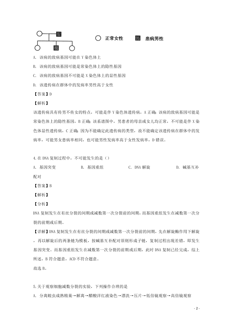 安徽省合肥市一中2020高二（上）生物开学考试试题（含解析）