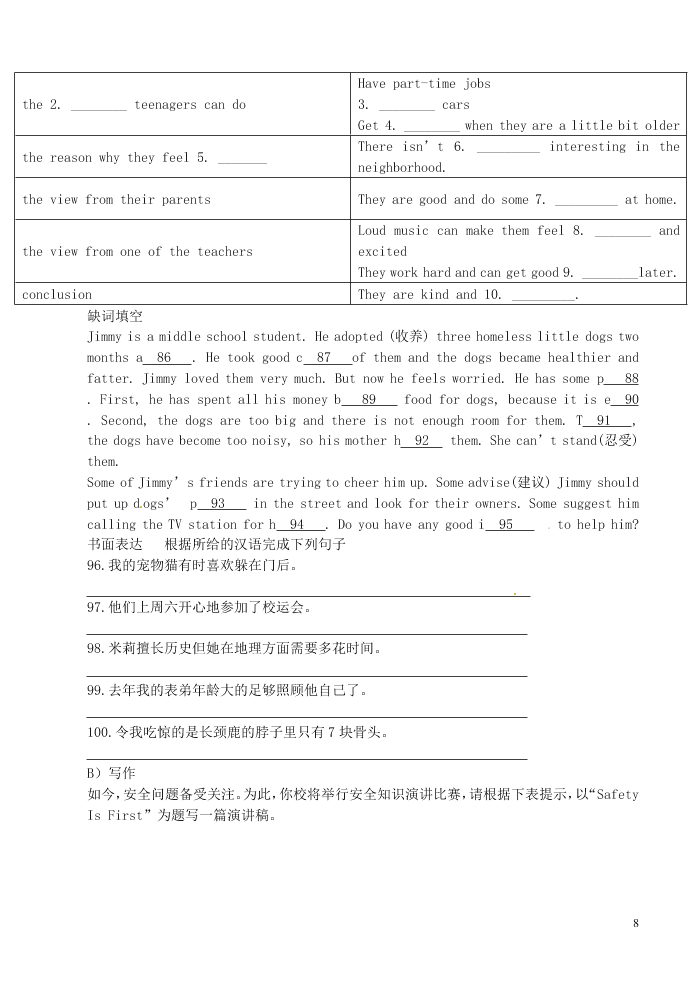 江苏省永丰初级中学七年级英语下学期暑假作业专练12(牛津版)