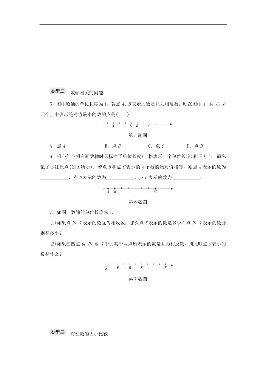 七年级数学上册专题提升一数轴相反数绝对值等的综合运用分层训练（含答案）