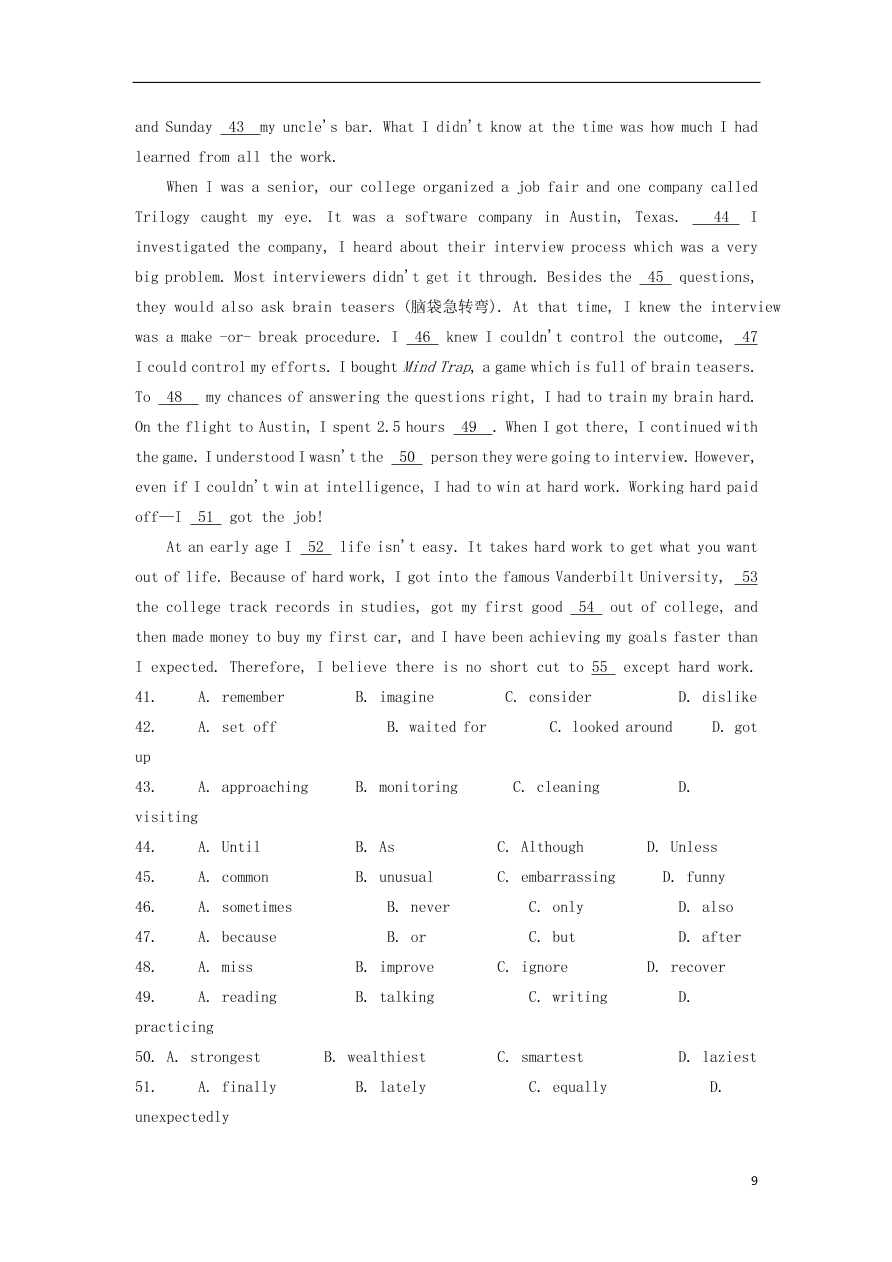 山东省章丘市第一中学2020-2021学年高一英语10月月考试题（含答案）