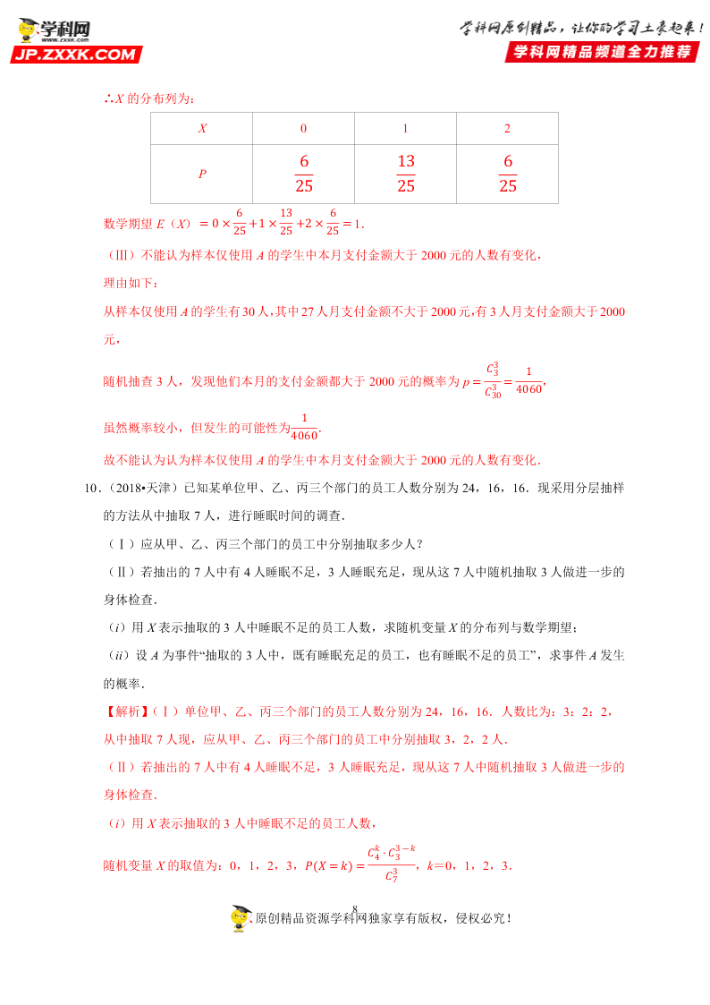 2020-2021学年高考数学（理）考点：离散型随机变量的分布列、均值与方差