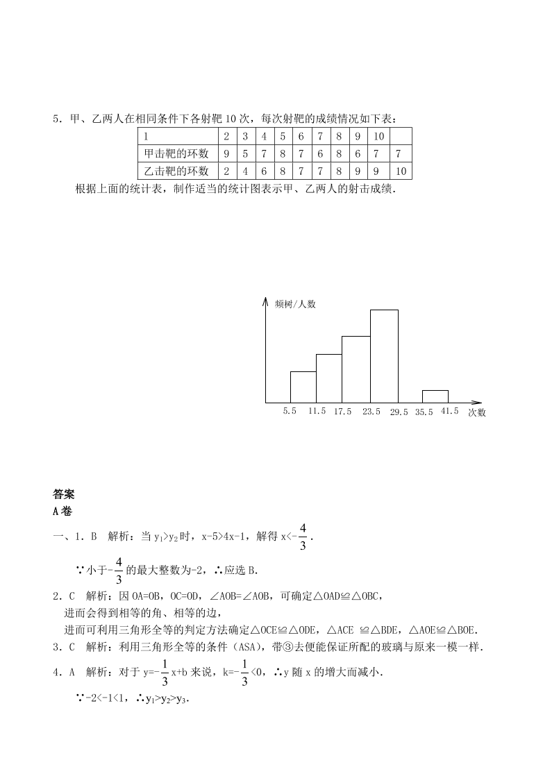 華師大版八年級(jí)上冊(cè)數(shù)學(xué)期中測試卷（有答案）