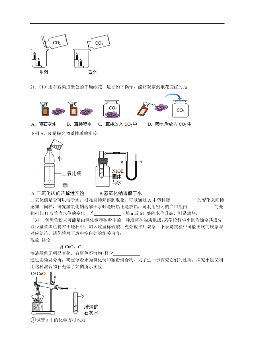 中考化学一轮复习真题集训  二氧化碳的化学性质